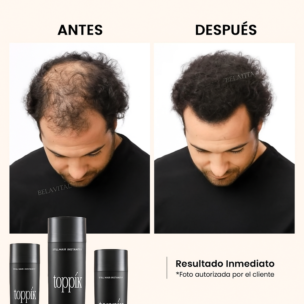🔥Súper Kit Toppik Hair: Fibra Capilar 27.5GR + Spray Aplicador + Peine de Regalo
