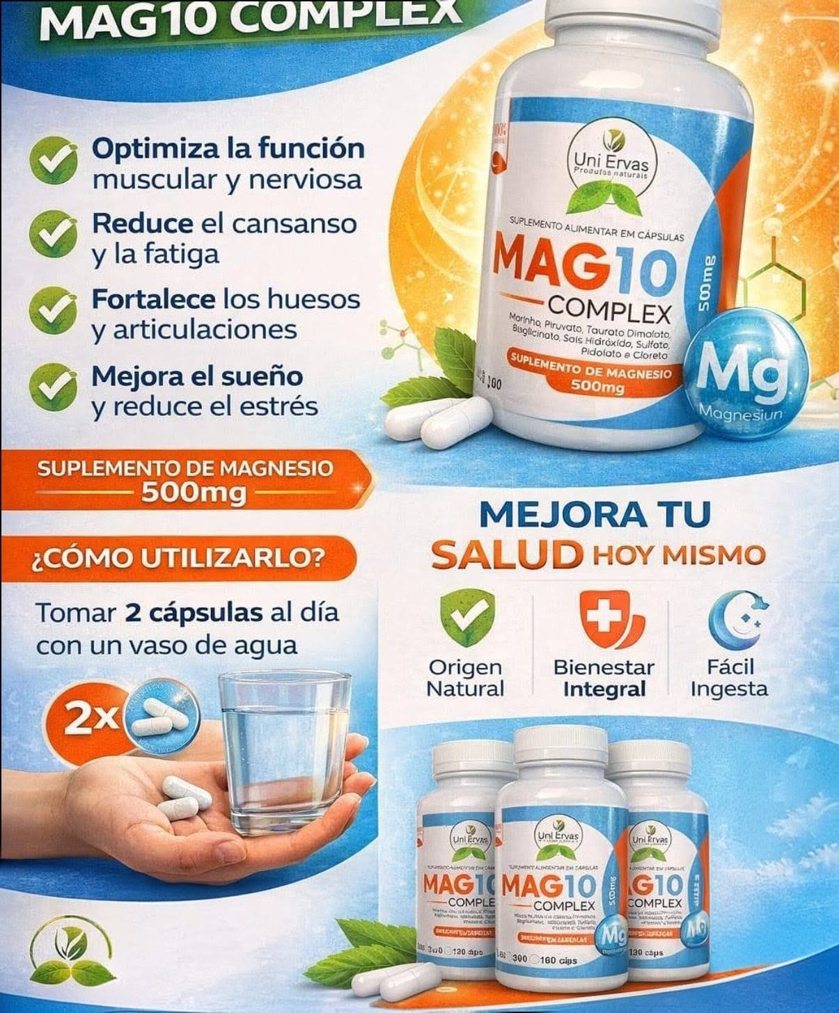 ⚡ MAGNESIO 10 COMPLEX PRO-Energía limpia.Sueño profundo.