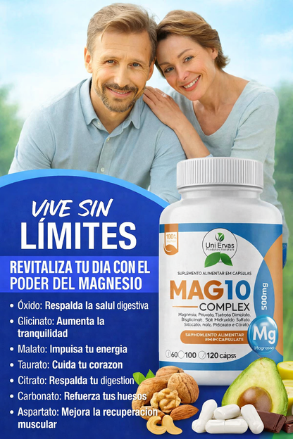 ⚡ MAGNESIO 10 COMPLEX PRO-Energía limpia.Sueño profundo.